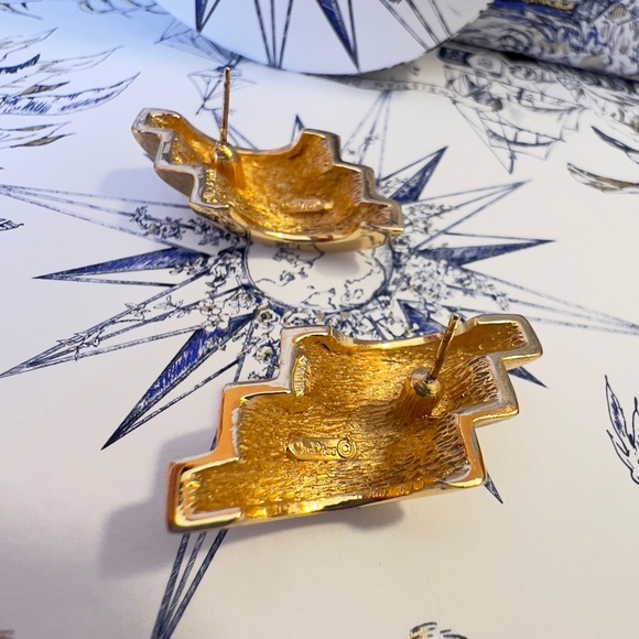 DIOR “Angel Gleam” Gold Plated Pierced Earrings by Christian Dior - Picture 4 of 6
